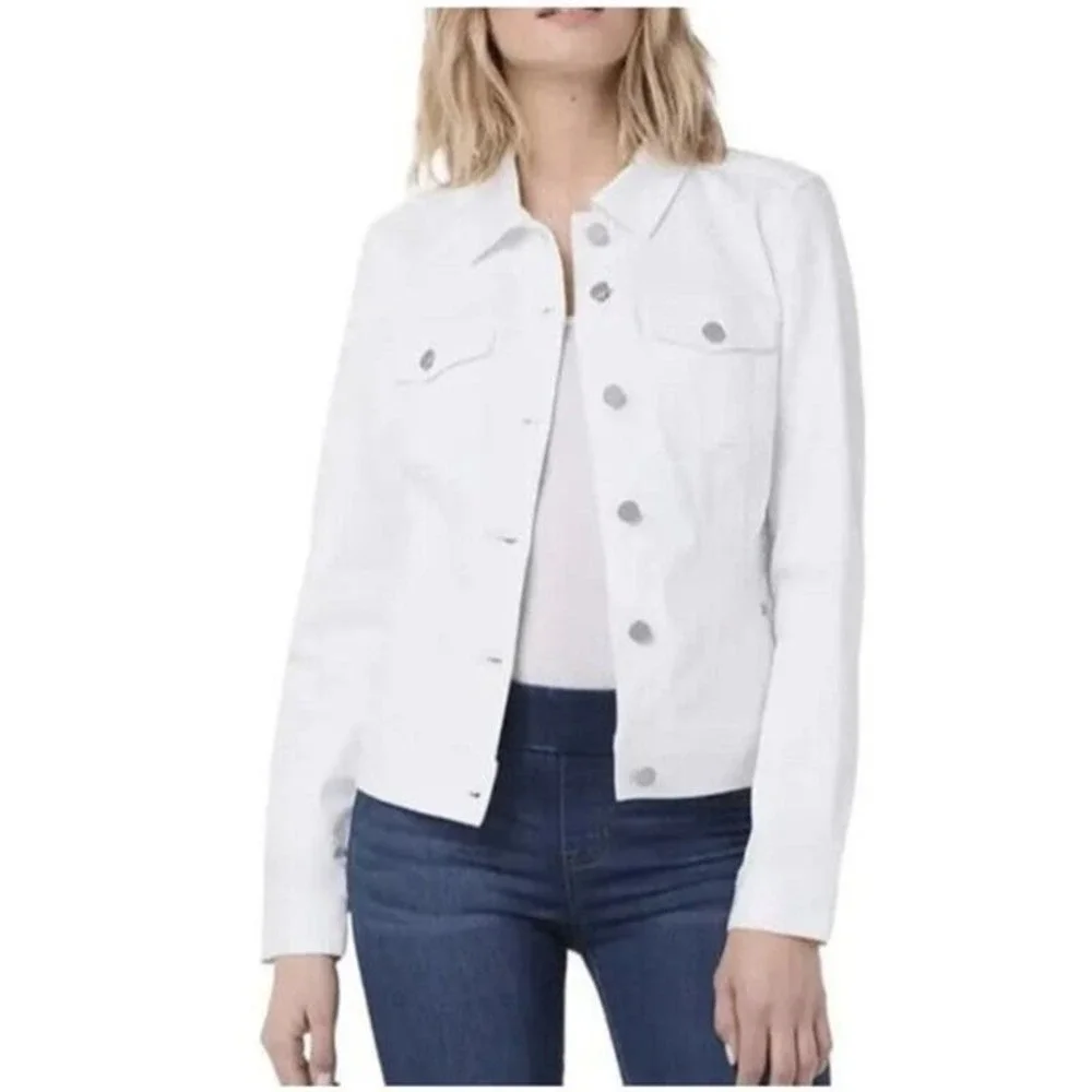 Women's White Denim Jacket - Picture 1 of 14